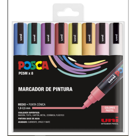 Posca estuche de 8 colores PC5M pastel