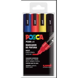 Posca estuche de 4 colores basicos PC5M