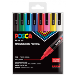 Posca estuche de 8 colores basicos PC3M