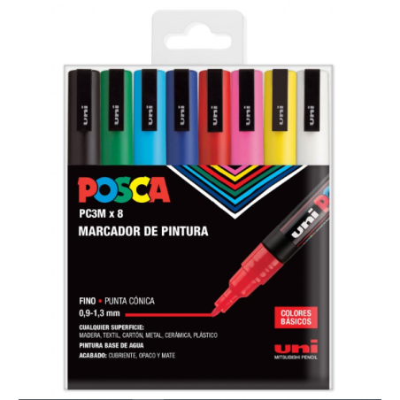 Posca estuche de 8 colores basicos PC3M