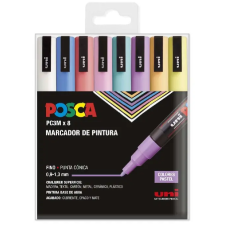 Posca estuche de 8 colores pastel PC3M
