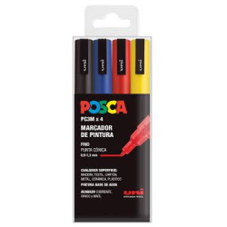 Posca estuche de 4 colores basicos pc3m