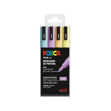 Posca estuche de 4 colores pastel pc3m