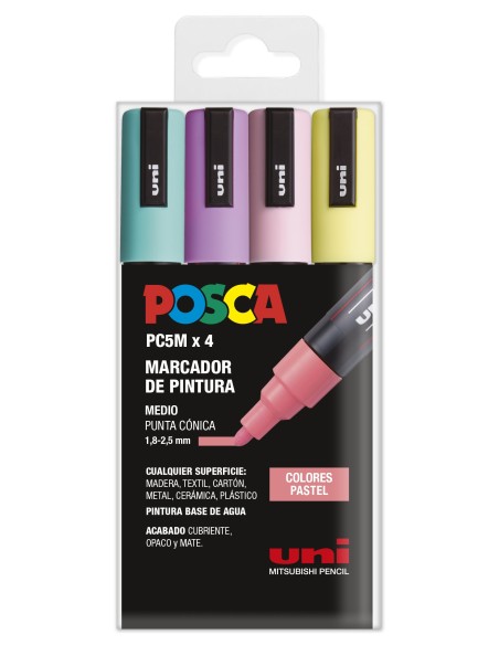 Posca PC5M Pastel 4p