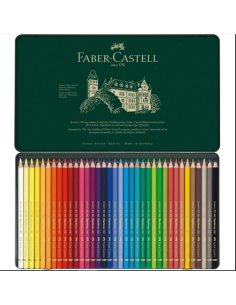 Estuche de metal 36 lapices de color acuarelables. Faber Castell